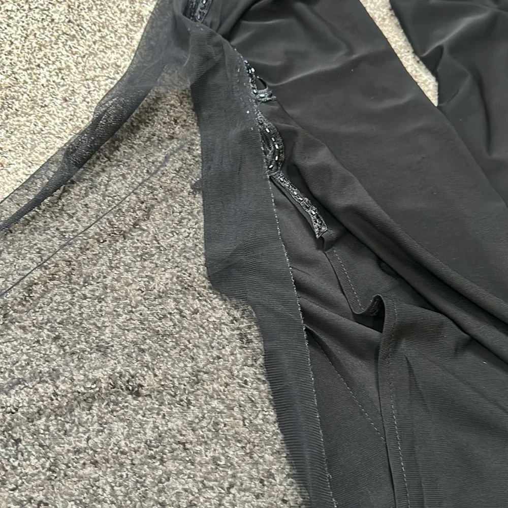 DARMASS black flares leg long high slits pants sequins detail SZ M goth Fariy - Picture 8 of 8